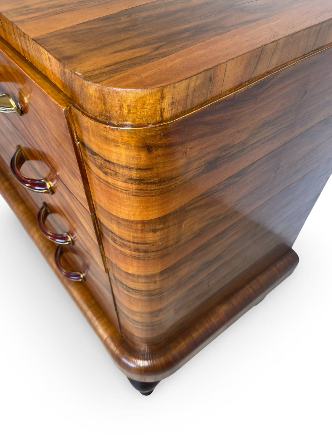 Commode italienne Art déco en ronce de noyer, années 1930