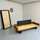 Vintage 3-seater sofa, green, solid wood, 70s/80s design