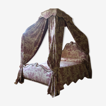 Bed in Polish canopy canvas of Jouy Louis XVI style