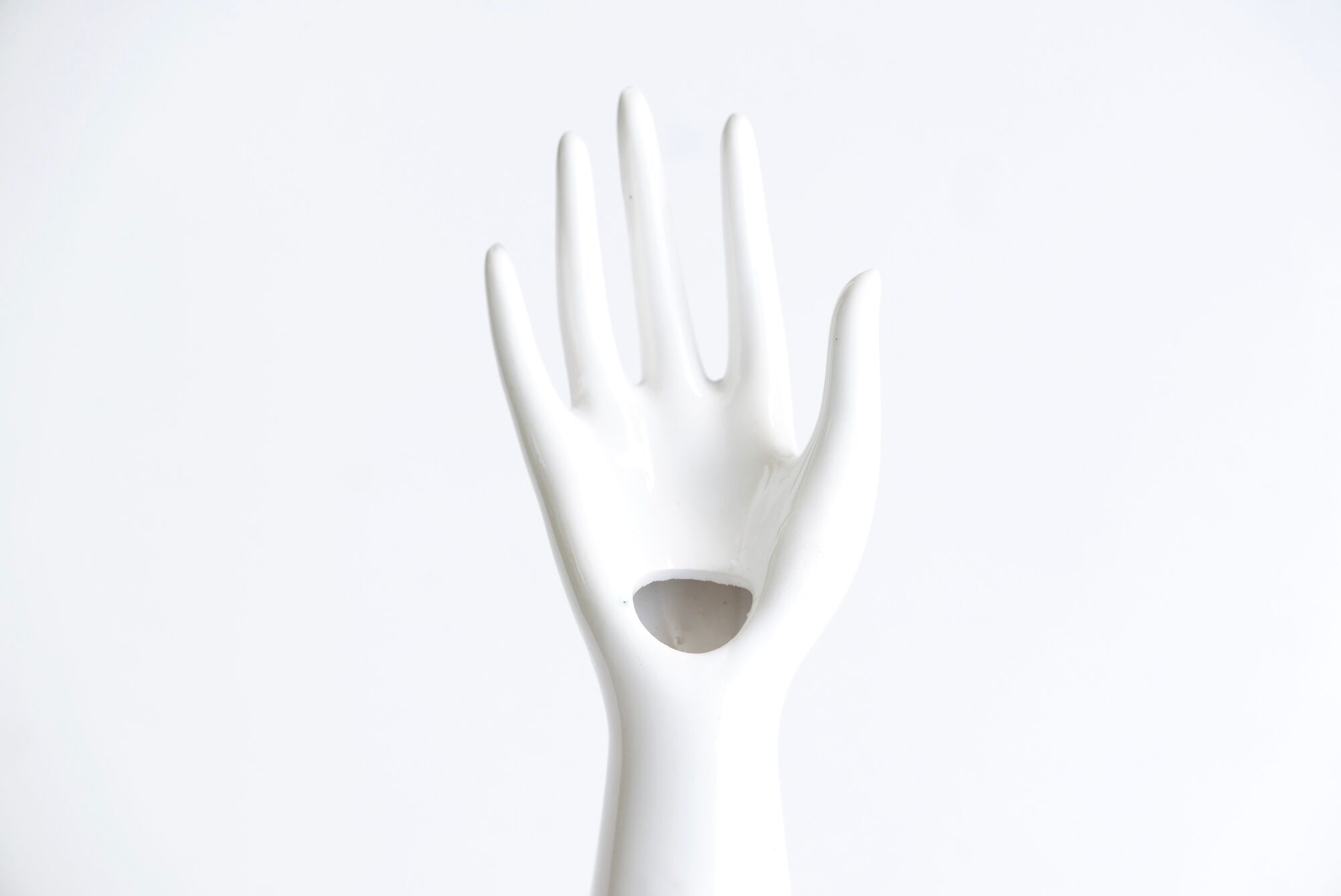 Hand baguier or white porcelain vase, 70s