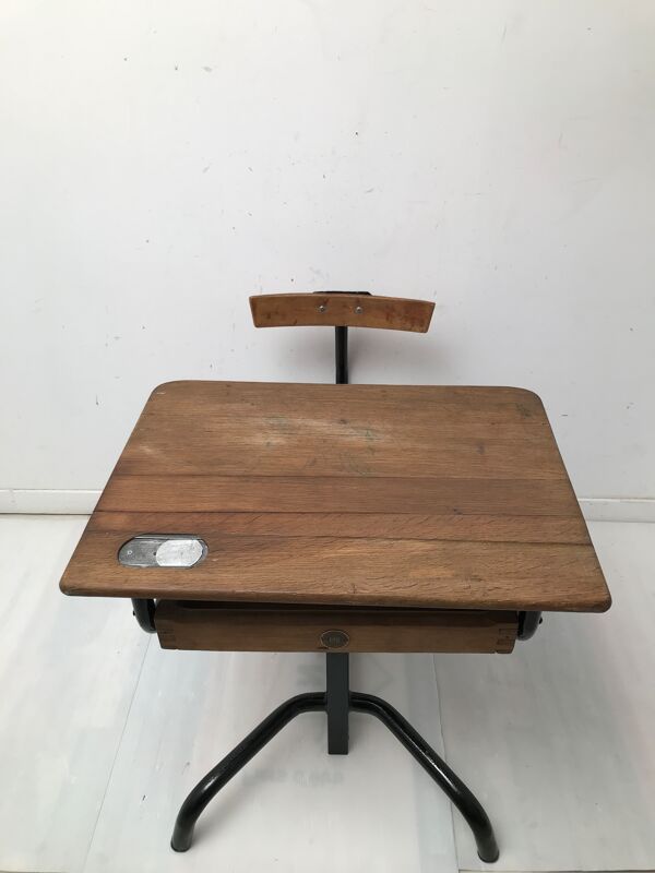 Bureau écolier avec son encrier signé