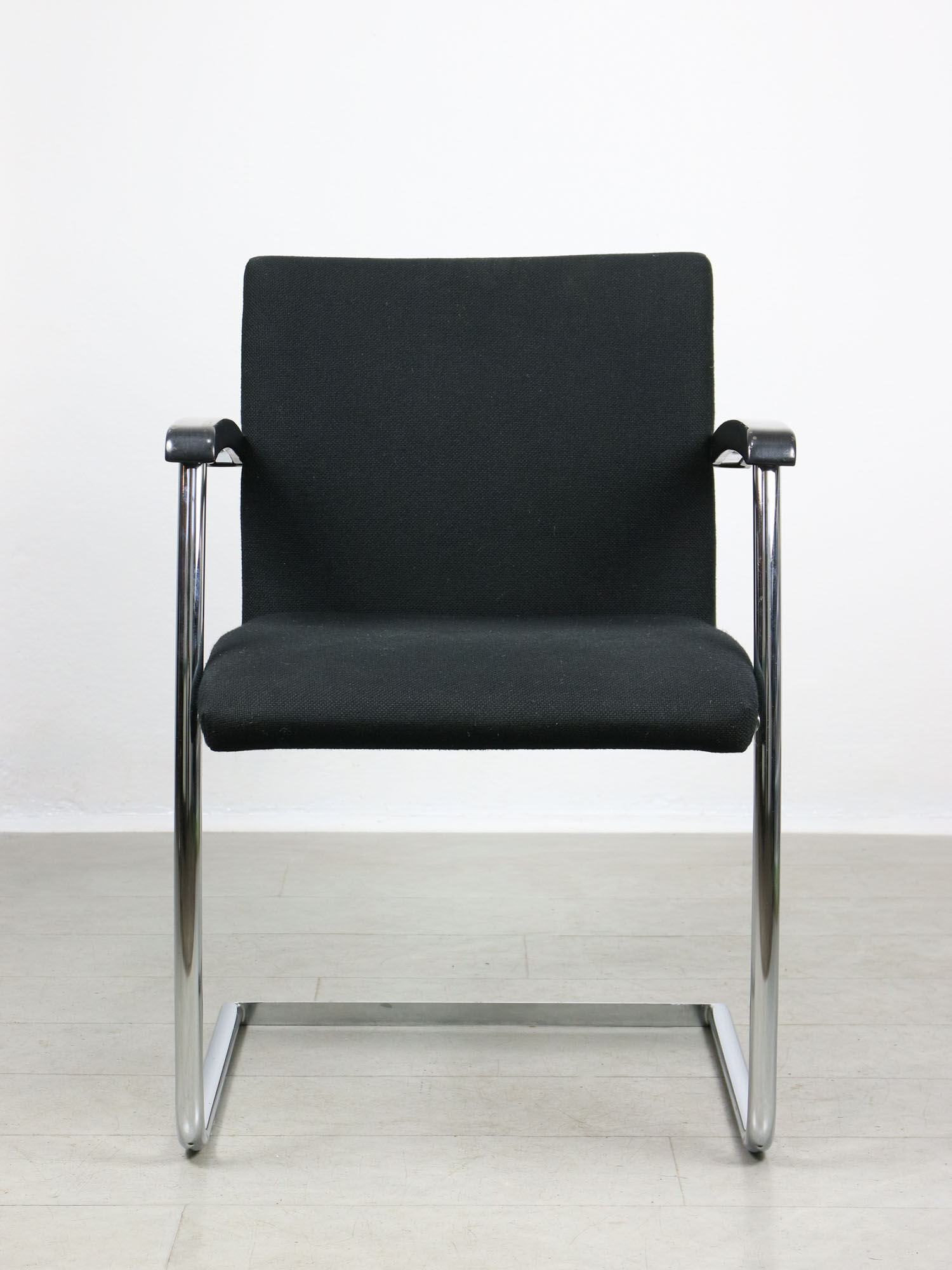 Vintage black fabric bauhaus office chair, 90s