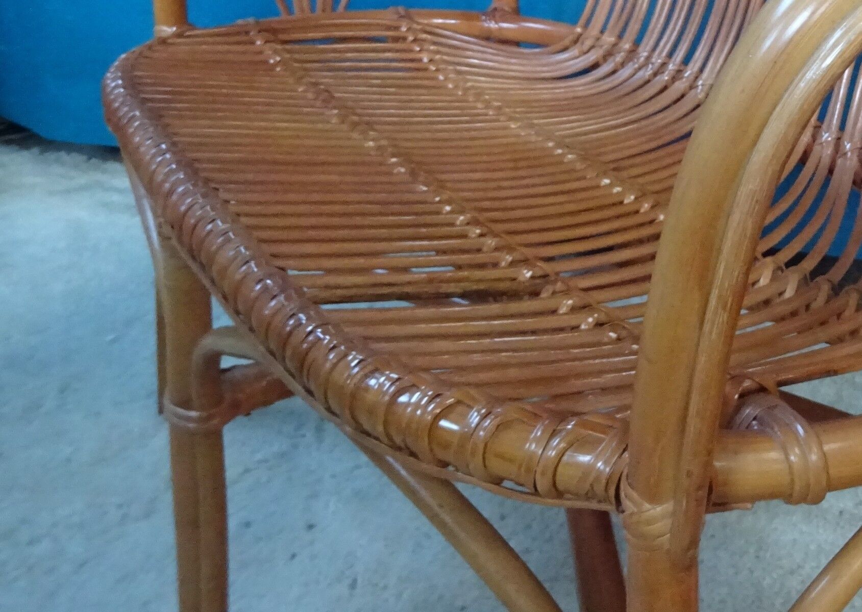 Rattan bench 80s