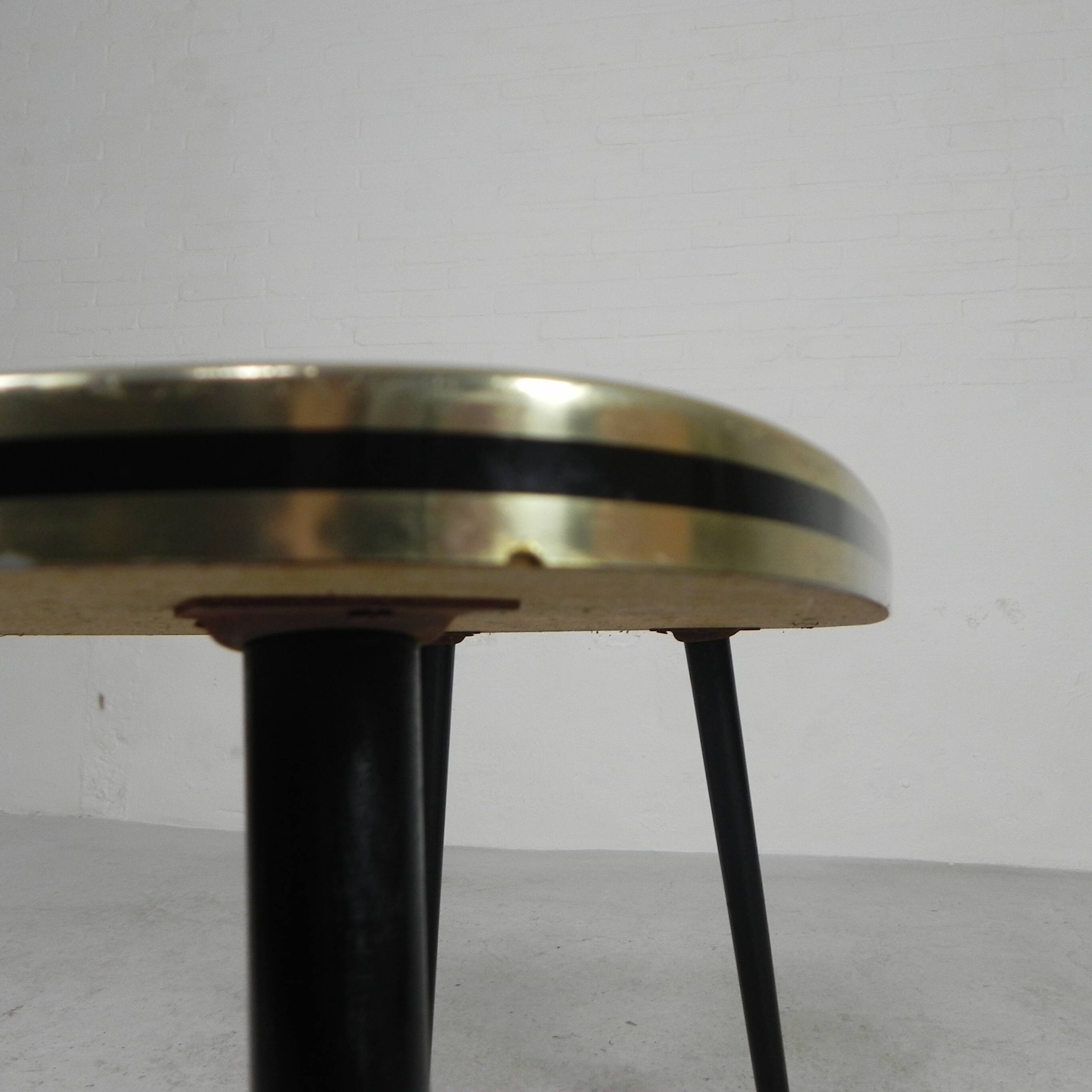 Vintage coffee table with glass top and angled legs