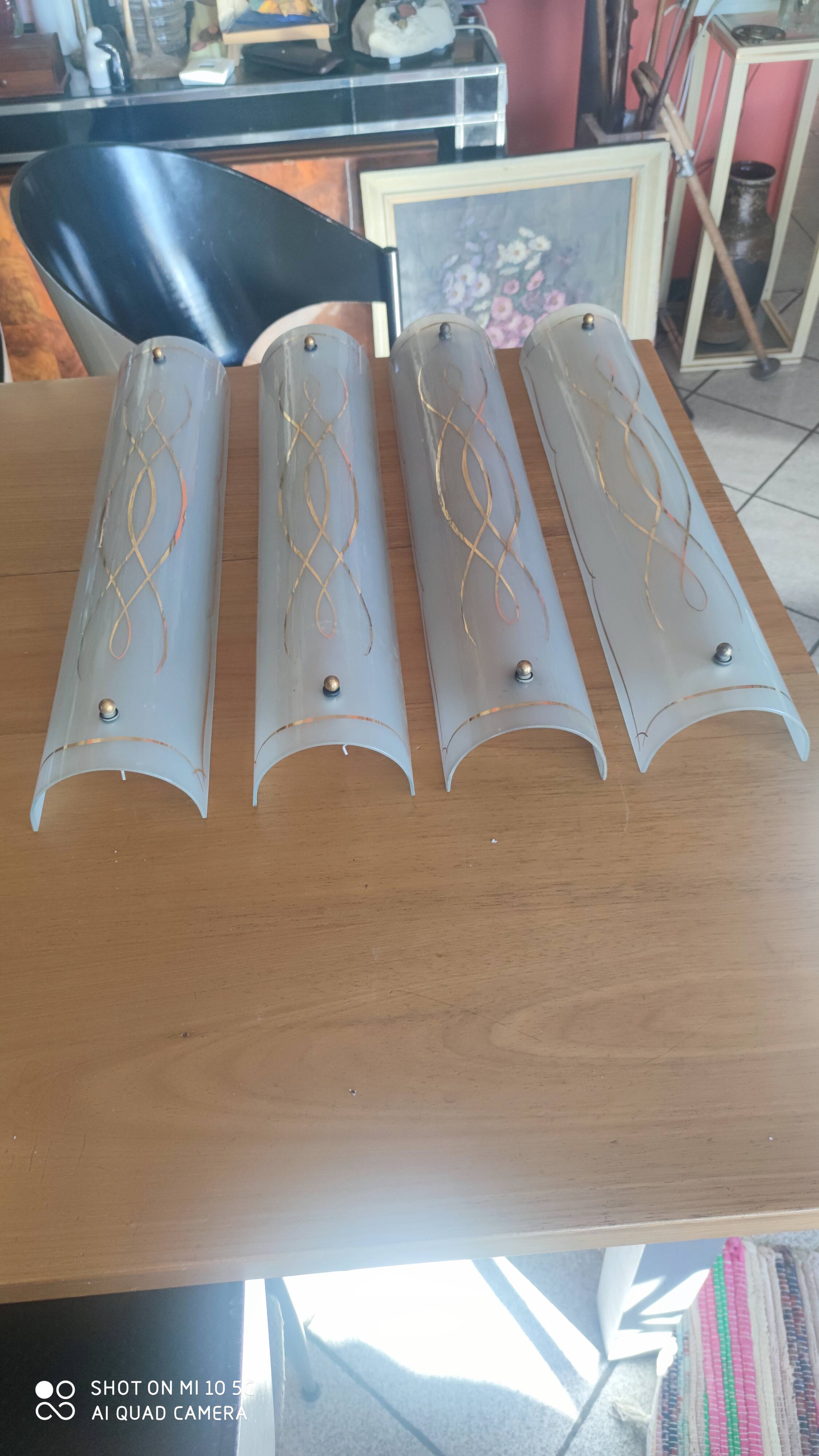 Set of 4 glass wall sconces circa 1940