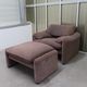 Vintage Maralunga chair and footrest by Vico Magistretti for Cassina