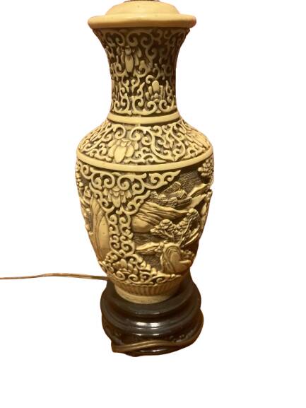 Asian style electrified lamp base