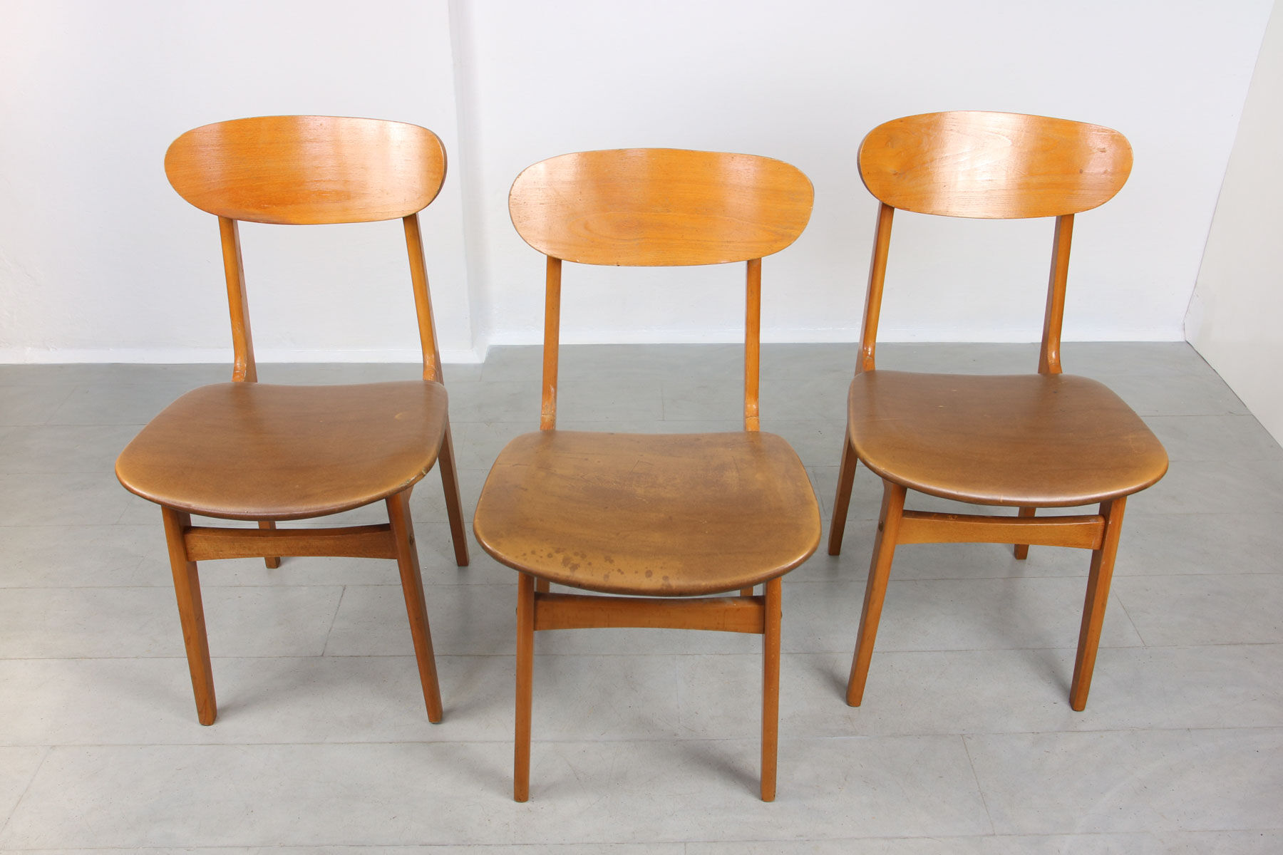 Vintage Italian Leatherette Dining Chairs, set of 3