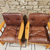 Pair of leather armchairs 1980