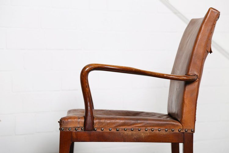Vintage leather armchair of Danish design