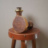 Pair of candlesticks candlesticks wood metal golden brass country decoration handcrafted