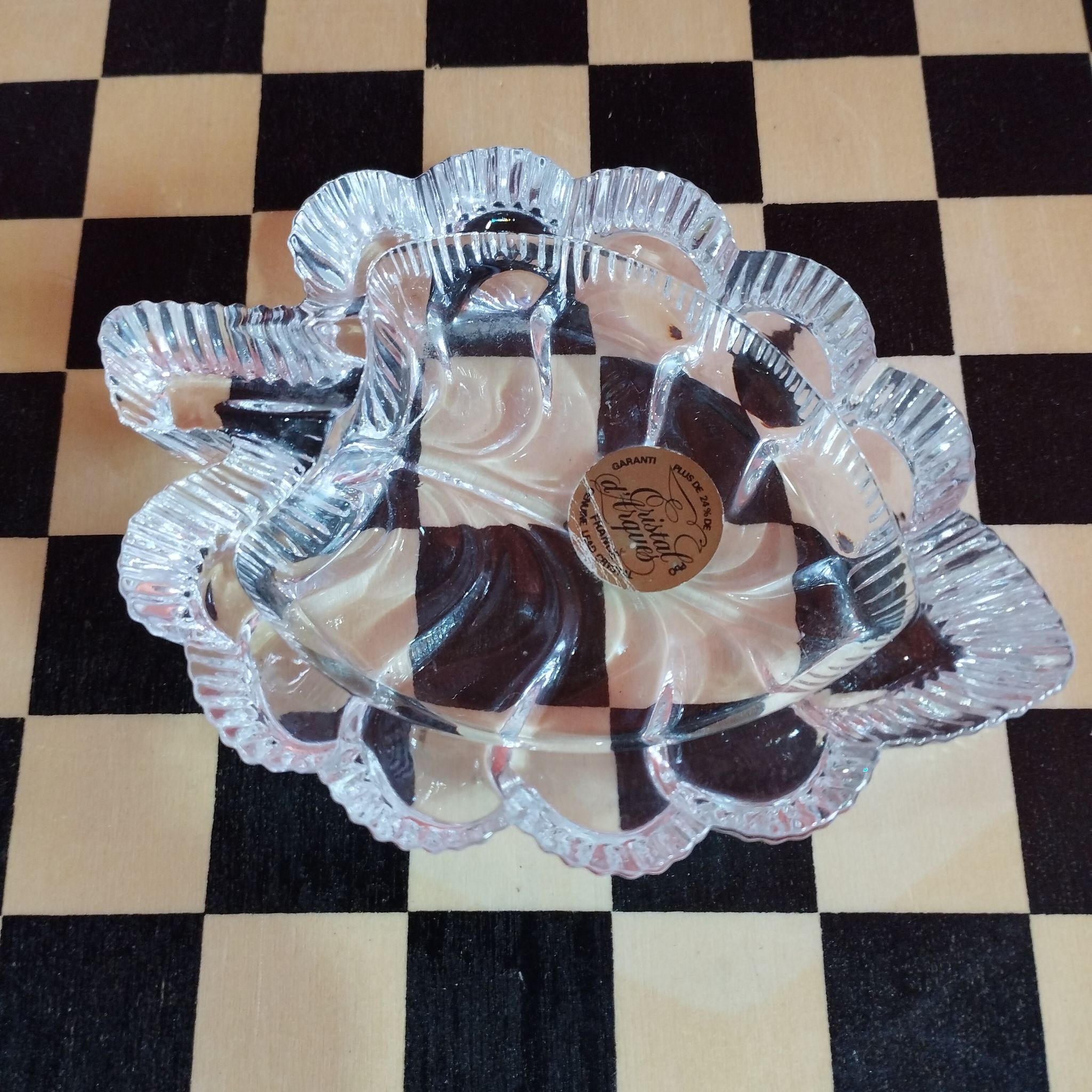 Vide poche en cristal d'Arques - feuille