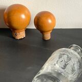BOTTLES Engraved Glass and VINTAGE Wood