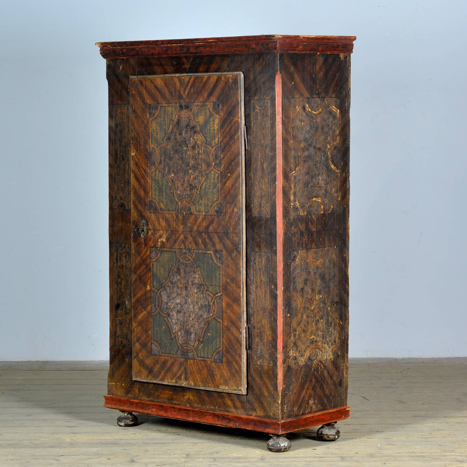 hand painted pine cabinet, circa 1850