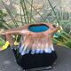 Decanter pitcher in blue and beige glazed ceramic vintage