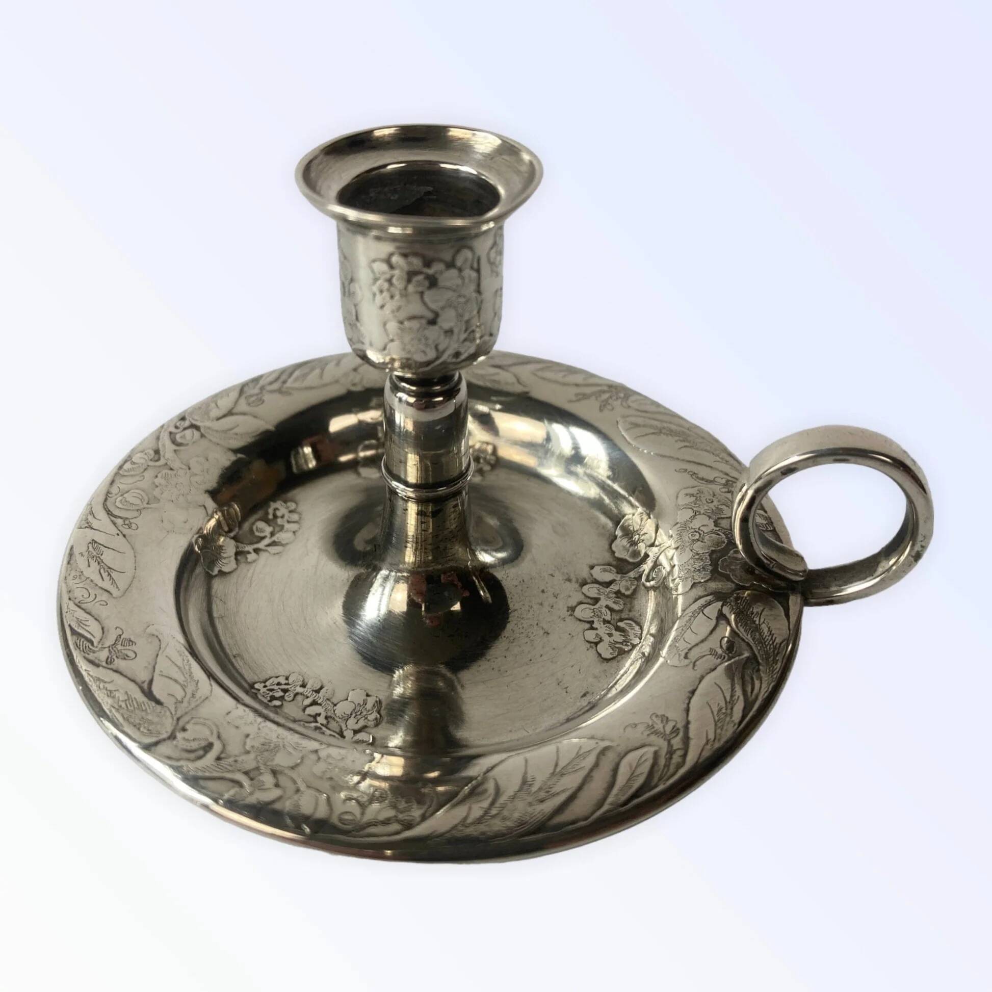 Tiffany and Co. antique hand candlestick, solid silver, Art Nouveau, Japonisme.