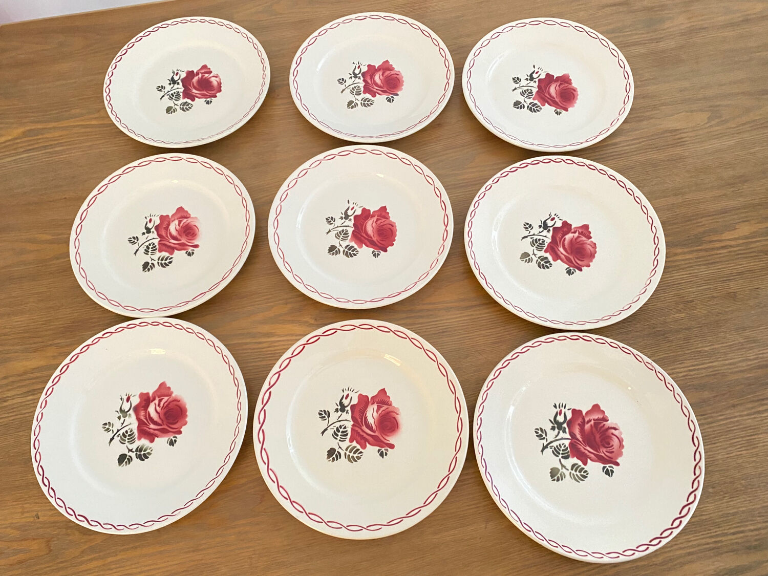 Dessert service 9 vintage Badonviller porcelain plates from the 60s