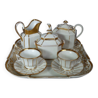Ancien service à café tête à tête porcelaine Paris. Très bel état S988