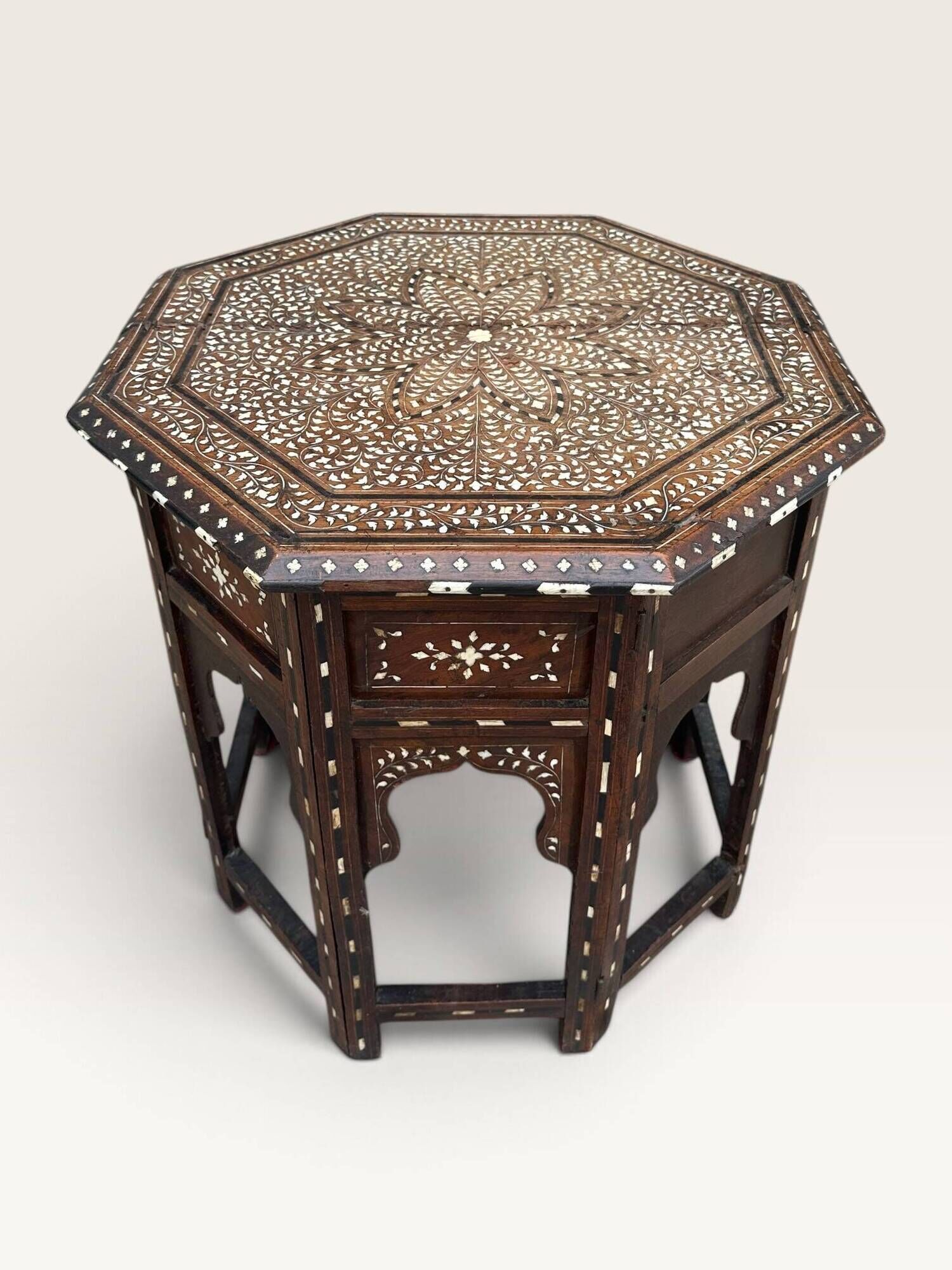 Hoshiarpur octagonal side table, rosewood, mother-of-pearl and bone, 1880
