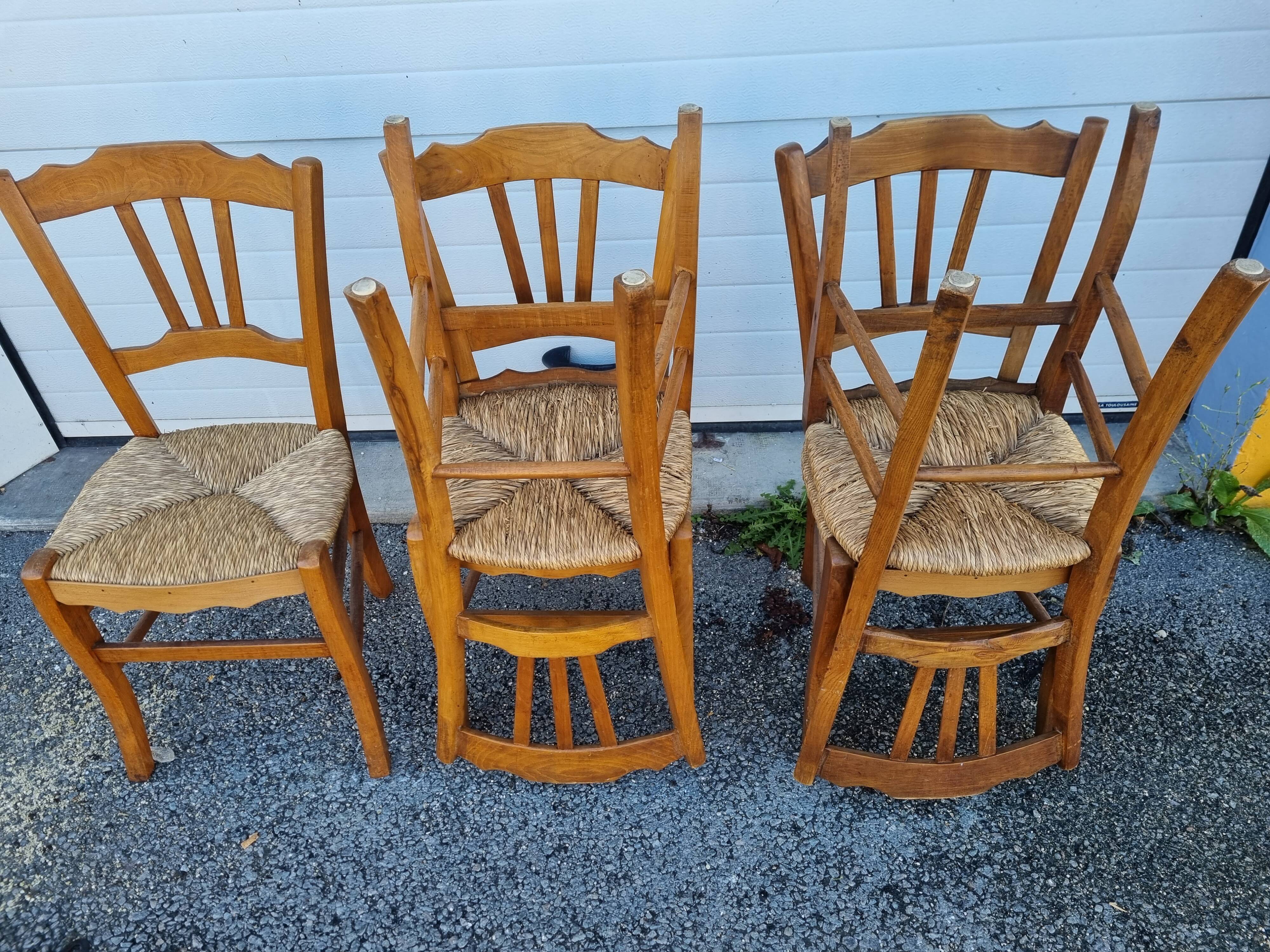 5 rustic straw chairs from 1970/80