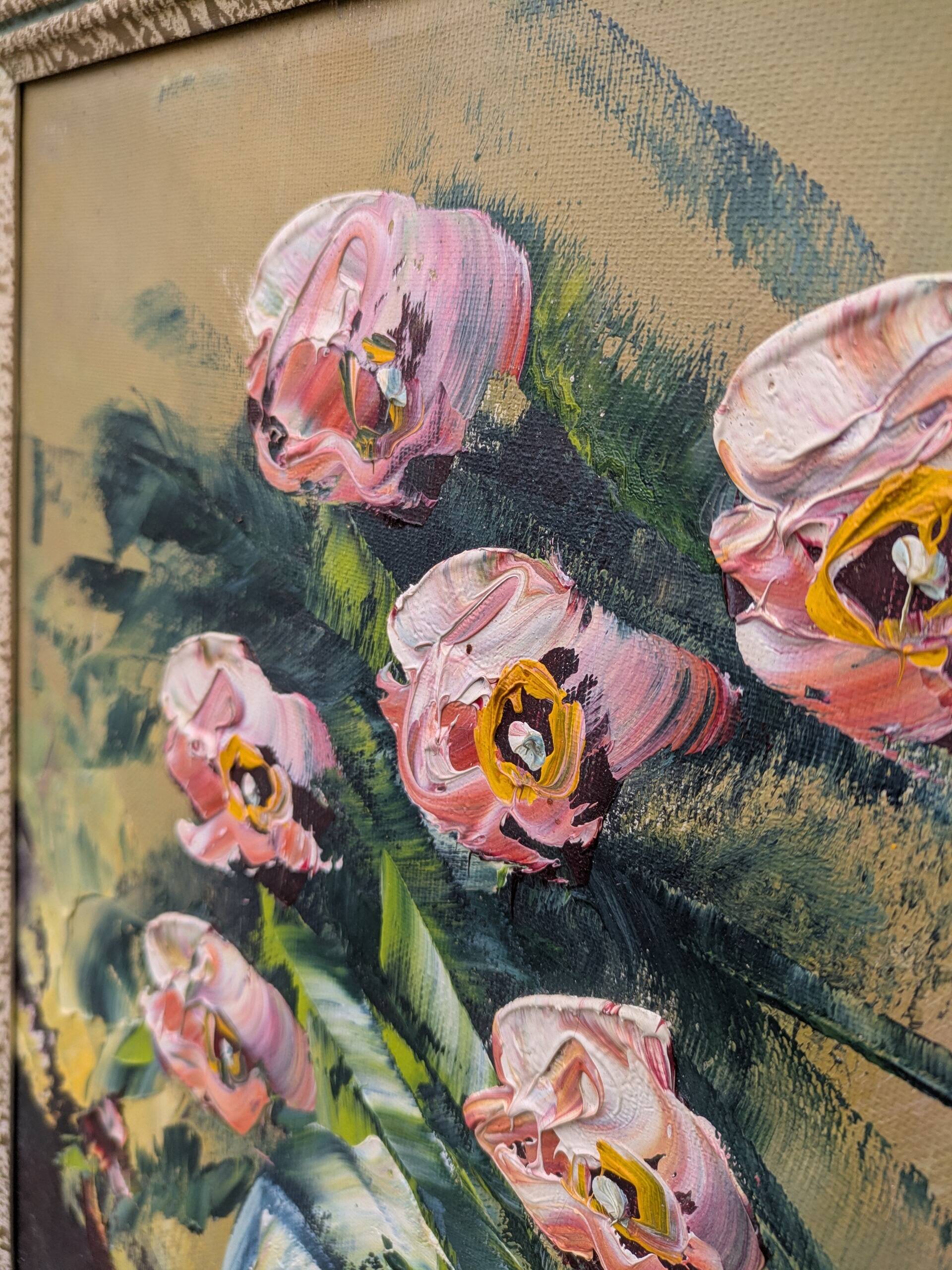 Oil on canvas, bouquet of ranunculus