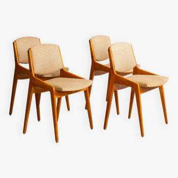 Ensemble vintage de 4 chaises de salle à manger danoises