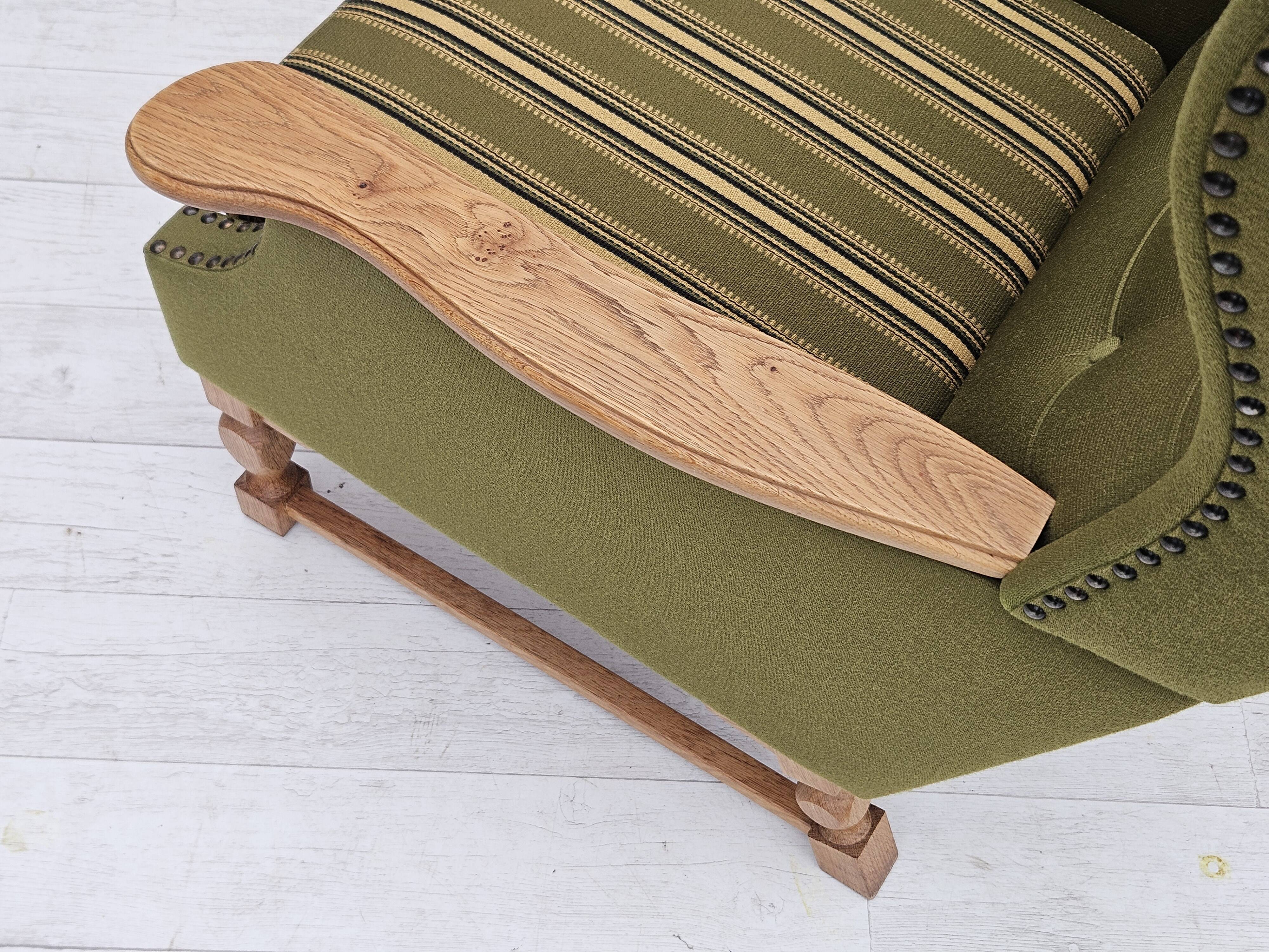 1970s, Danish highback armchair, wool, oak