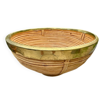 Rattan basket brass Gabriella Crespi 1960s