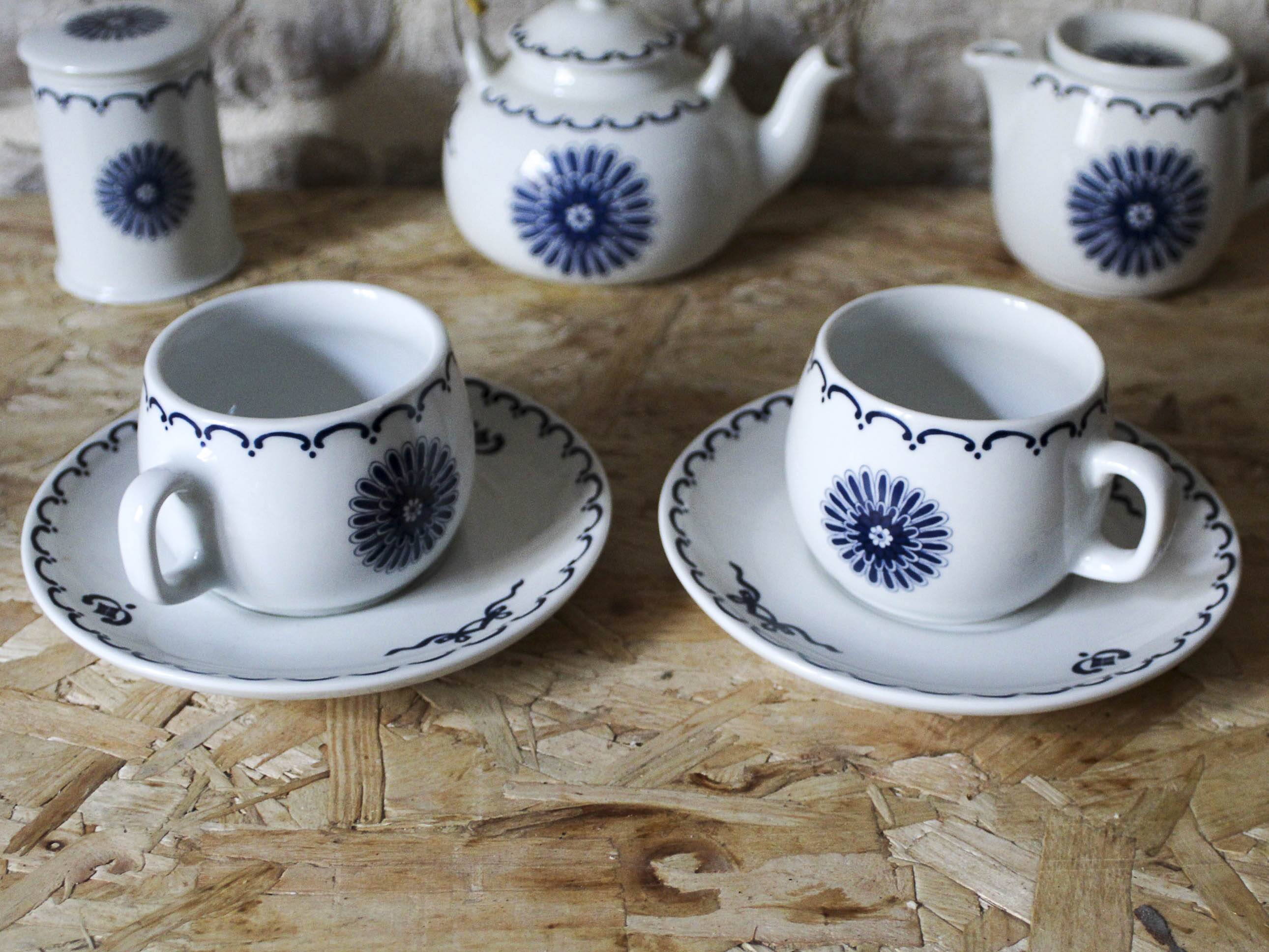 Tea service with blue Ming decor Paris Porcelain