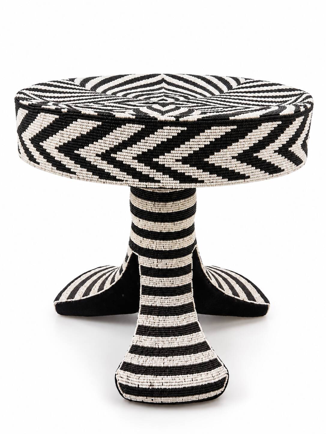 African Three-Legged Stool Beaded – Decorative African Seat