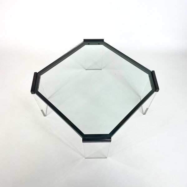 Table basse eightie's verre et plexiglas