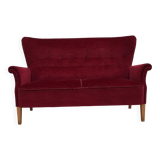 1960s, Swedish 2-seater sofa by Dux Sweden, furniture velour, ash wood.