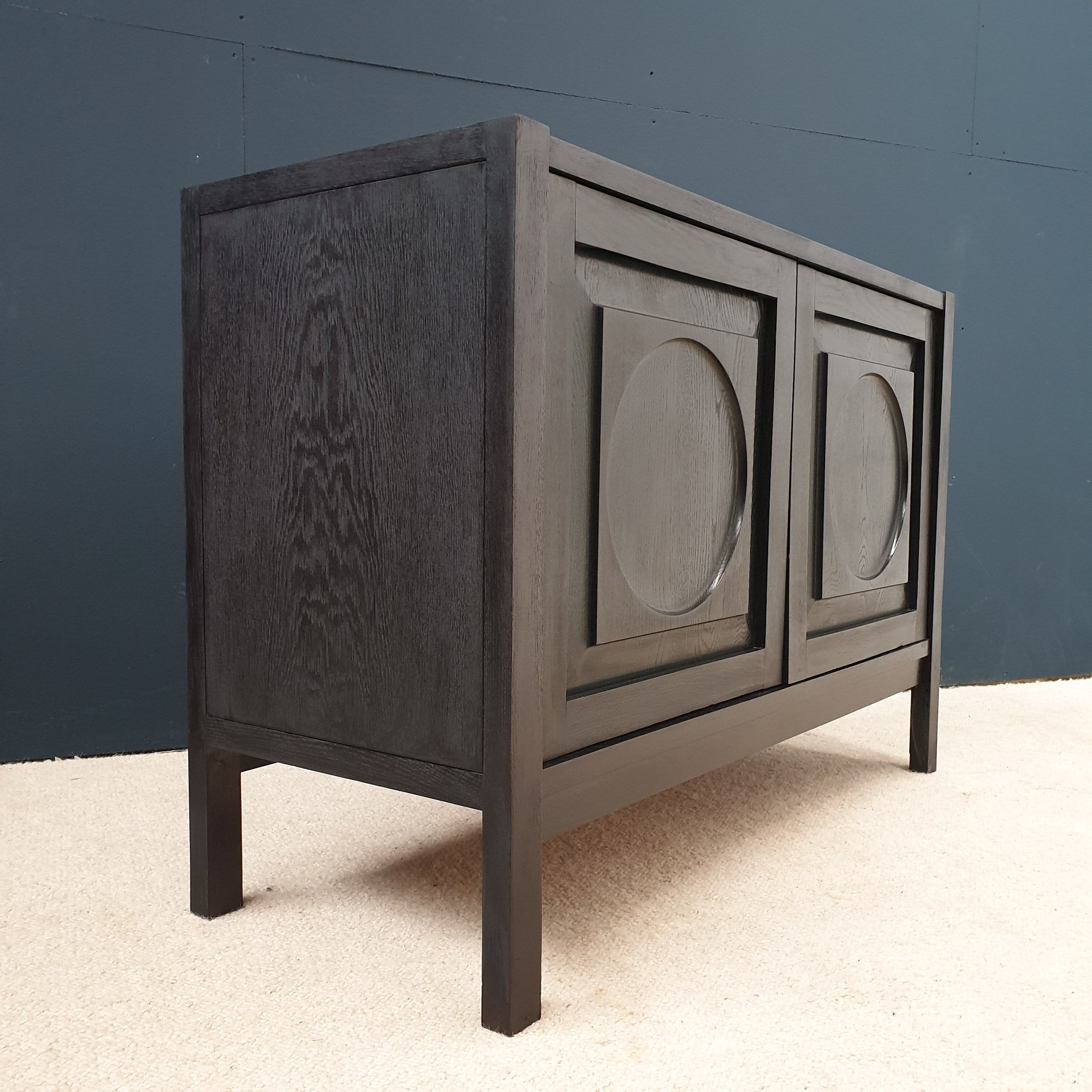 Brutalist buffet in tinned oak.