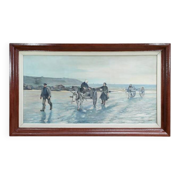 Large Painting “Les Goémoniers”, by A. Le Guen – 1969