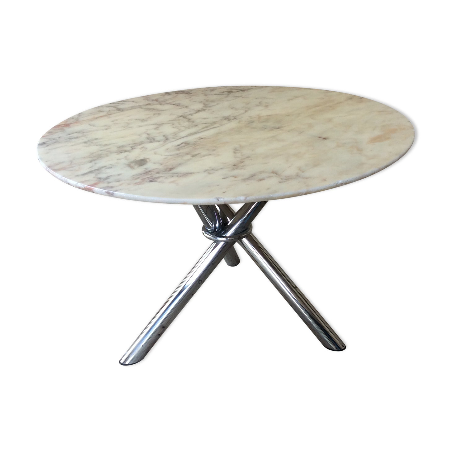 Design table Chrome vintage 70s marble and feet