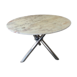 Design table Chrome vintage 70s marble and feet