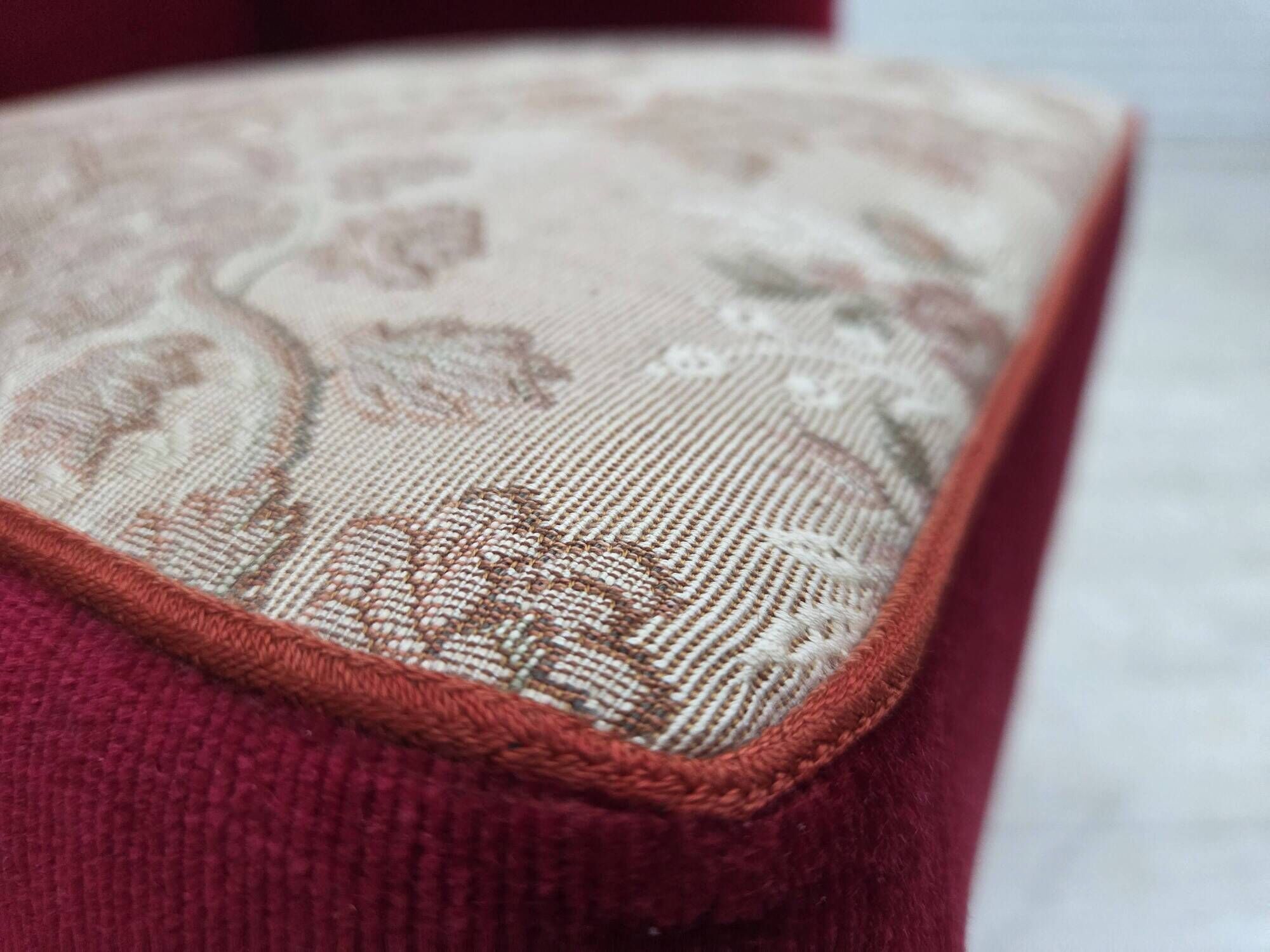 1970s, Danish armchair, furniture velour, ash wood legs.
