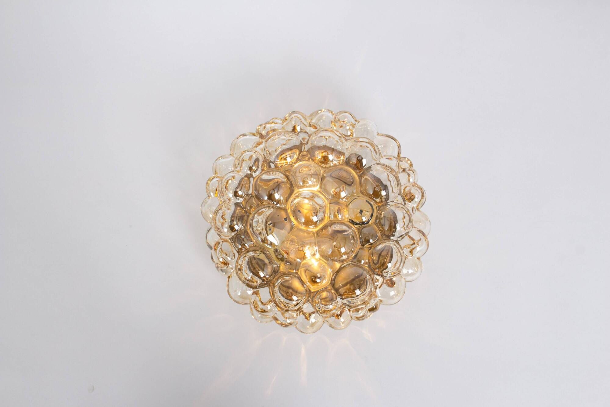 1 of 3 Large Amber Bubble Glass Sconce by Helena Tynell, Limburg, Germany