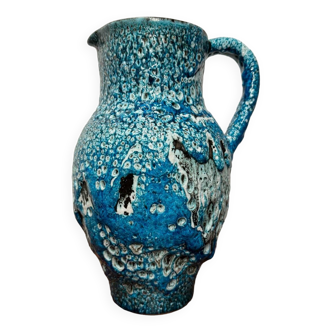 Vallauris ceramic pitcher blue lava 60s