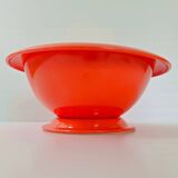 Vintage 1970 salad bowl in orange plastic 70s space age on removable base