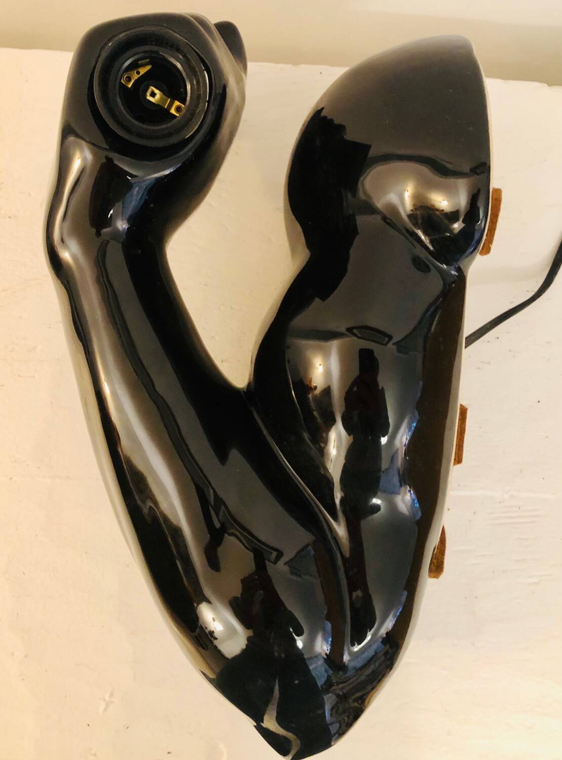 Vintage ceramic dumbbell lamp by JC Peiré