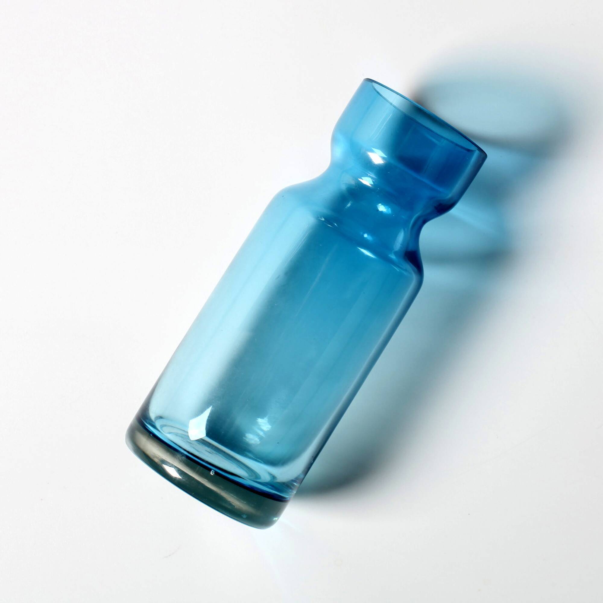Small Vintage Blue Glass Vase / Mid-century Stylish Vase / Sweden / 1980s