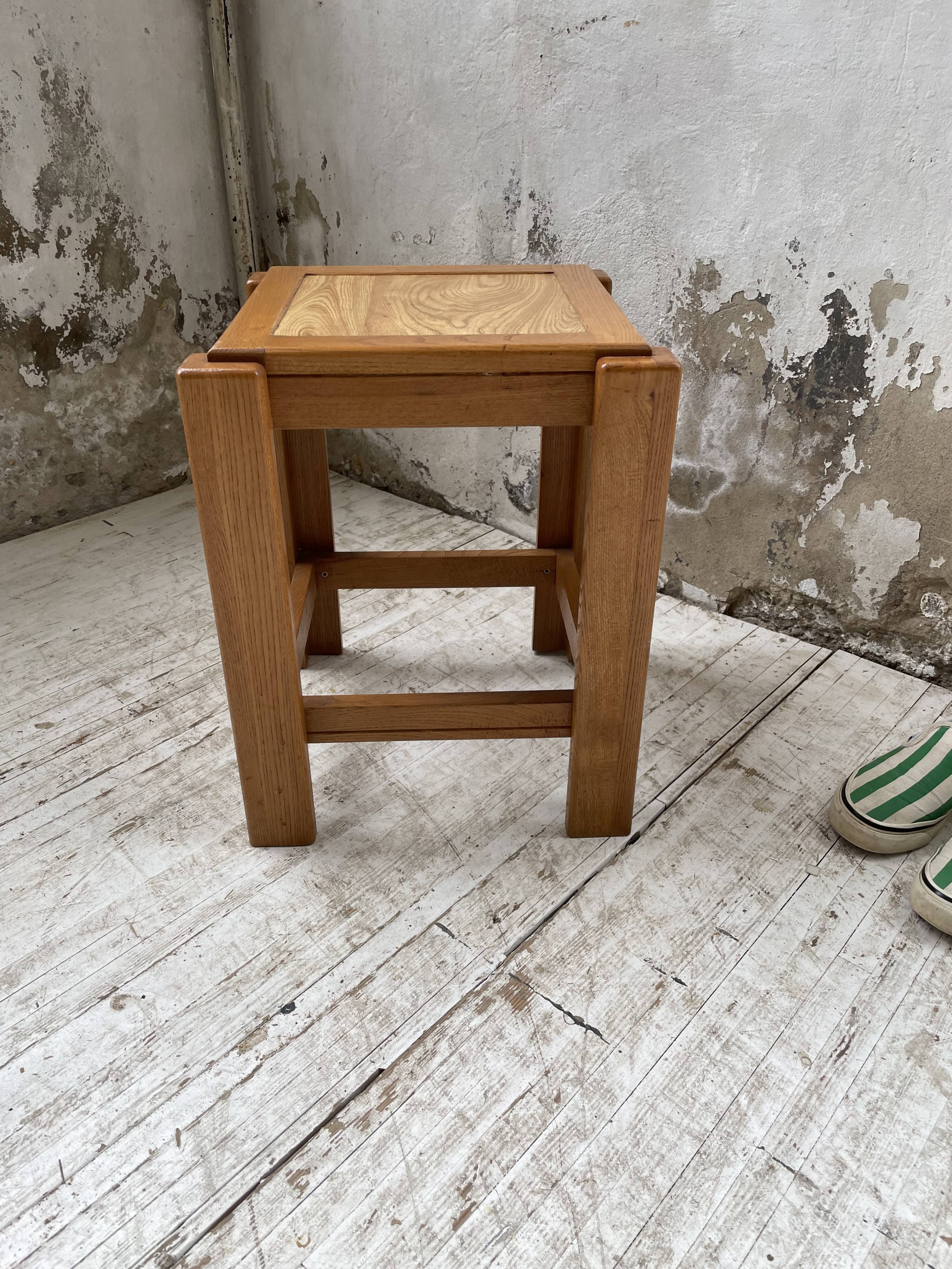 Solid elm stool Maison Regain
