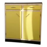 Buffet parisien en bois / portes et tiroirs jaune / années 1960