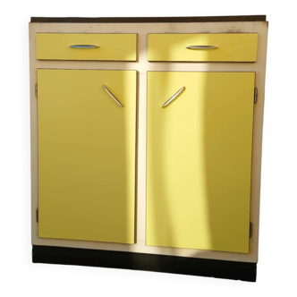 Parisian wooden sideboard / yellow doors and drawers / 1960s
