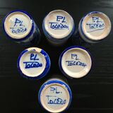 Lot 5 vases blue decoration signed