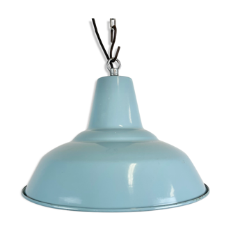 Industrial Light Blue Factory Pendant Lamp, 1970s