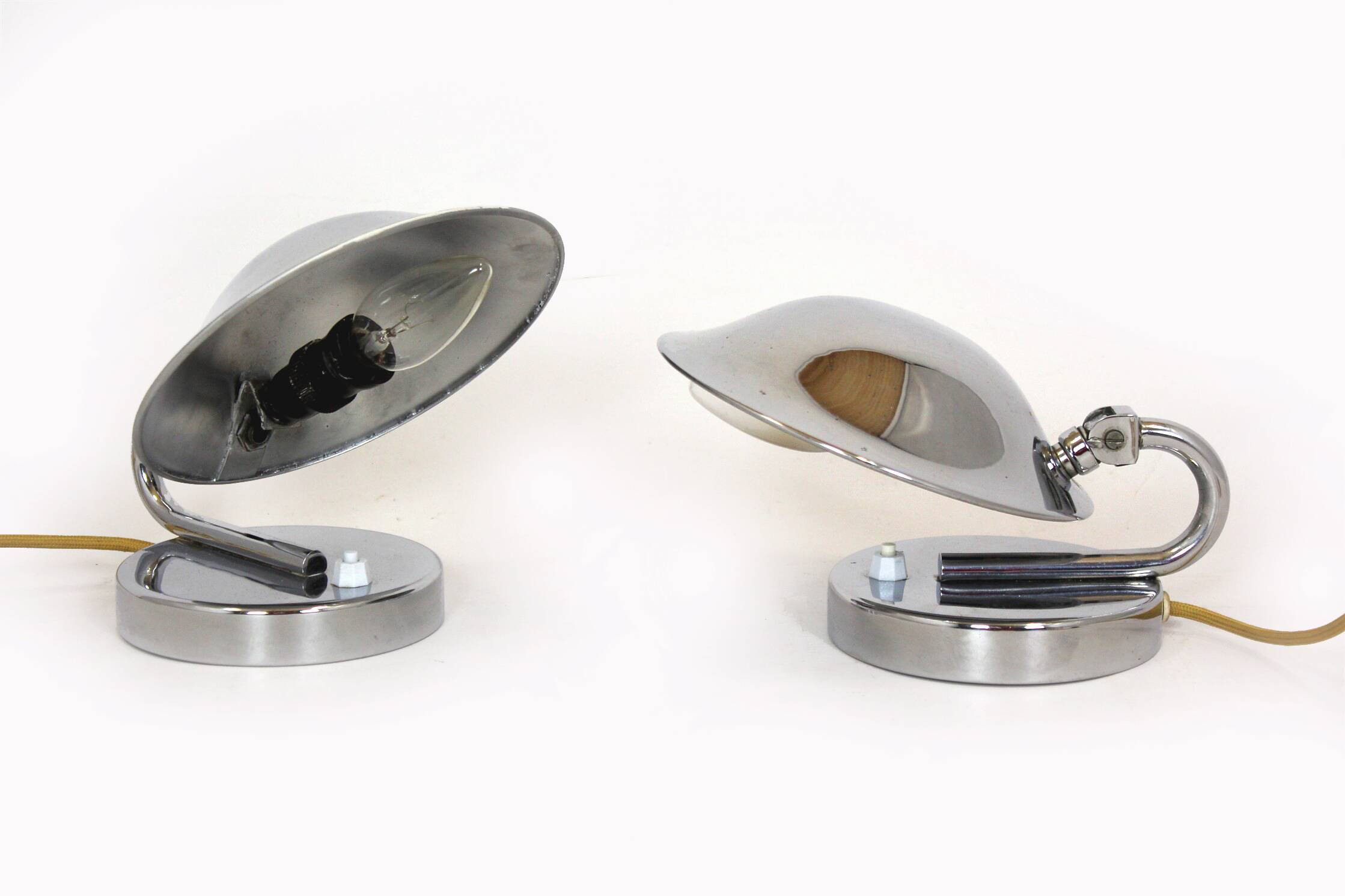 Bauhaus Style Chrome Bedside Table Lamps from Napako, Czechoslovakia, 1930s