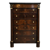 Empire period chest of drawers, early 19th century, in flame mahogany.
