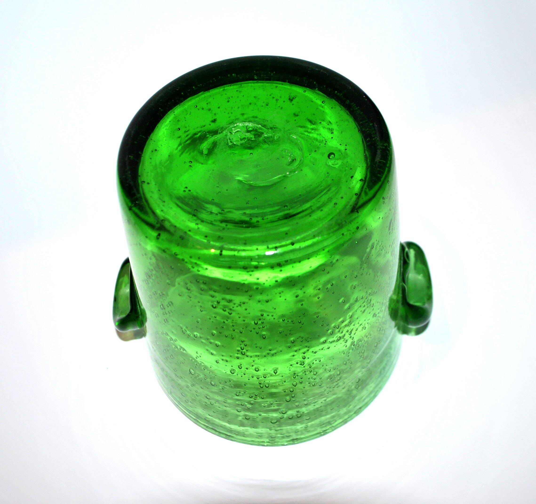 Vintage Biot Green Bubble Glass Ice Bucket - 13cm Ice Cream Pot Vase